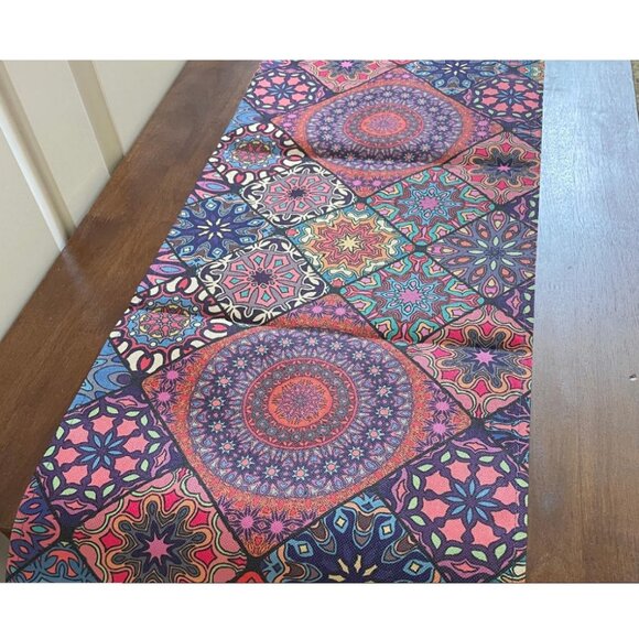 Boho Table Runner Bohemian Cottage Farmhouse Decor Dining Decorative Cloth 13x72 - Picture 6 of 6